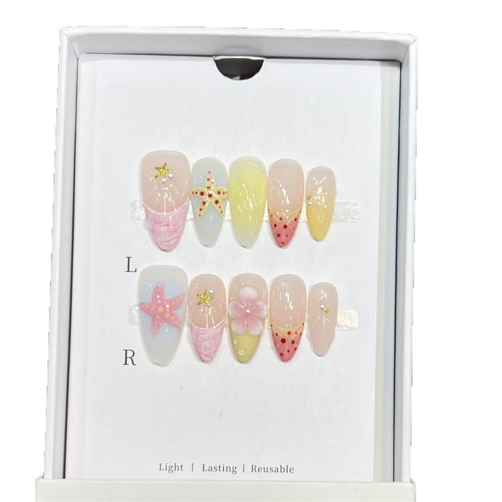 Summer-Inspired Press-On Nail Art Set Kalsten