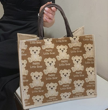 Cute Cartoon Bear Print Tote Bag