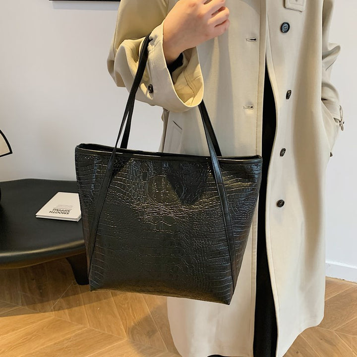 Crocodile-Embossed Leather Tote Bag Kalsten