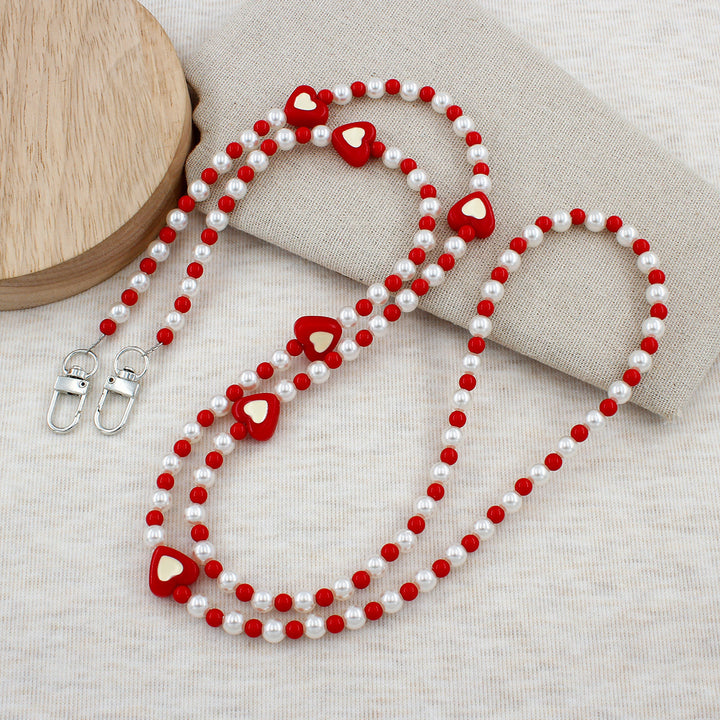 Heart-Embellished Beaded Eyewear Chain Kalsten