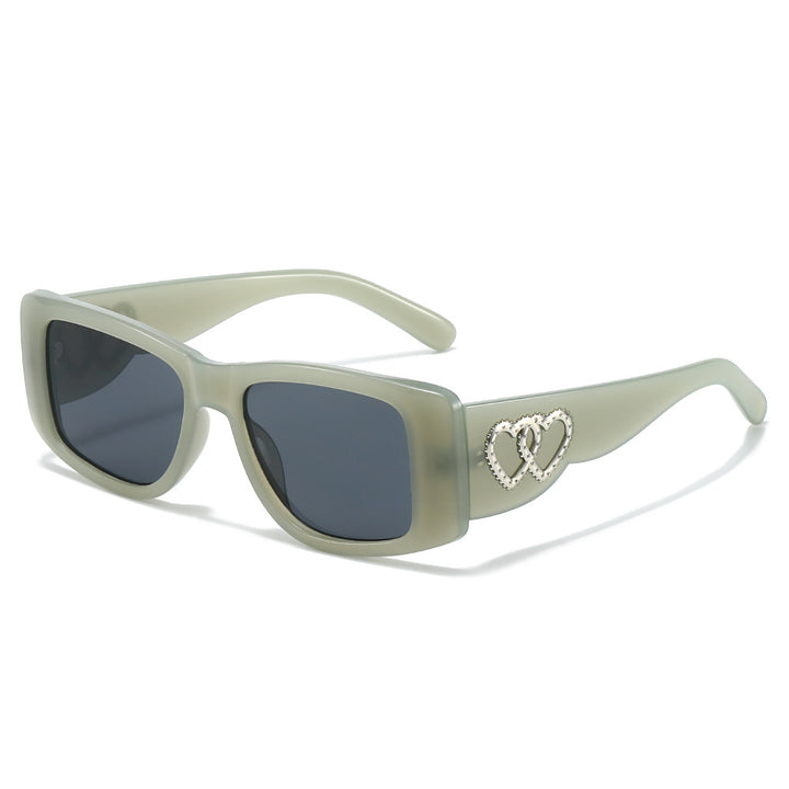 Heart-Embellished Square Frame Sunglasses Kalsten