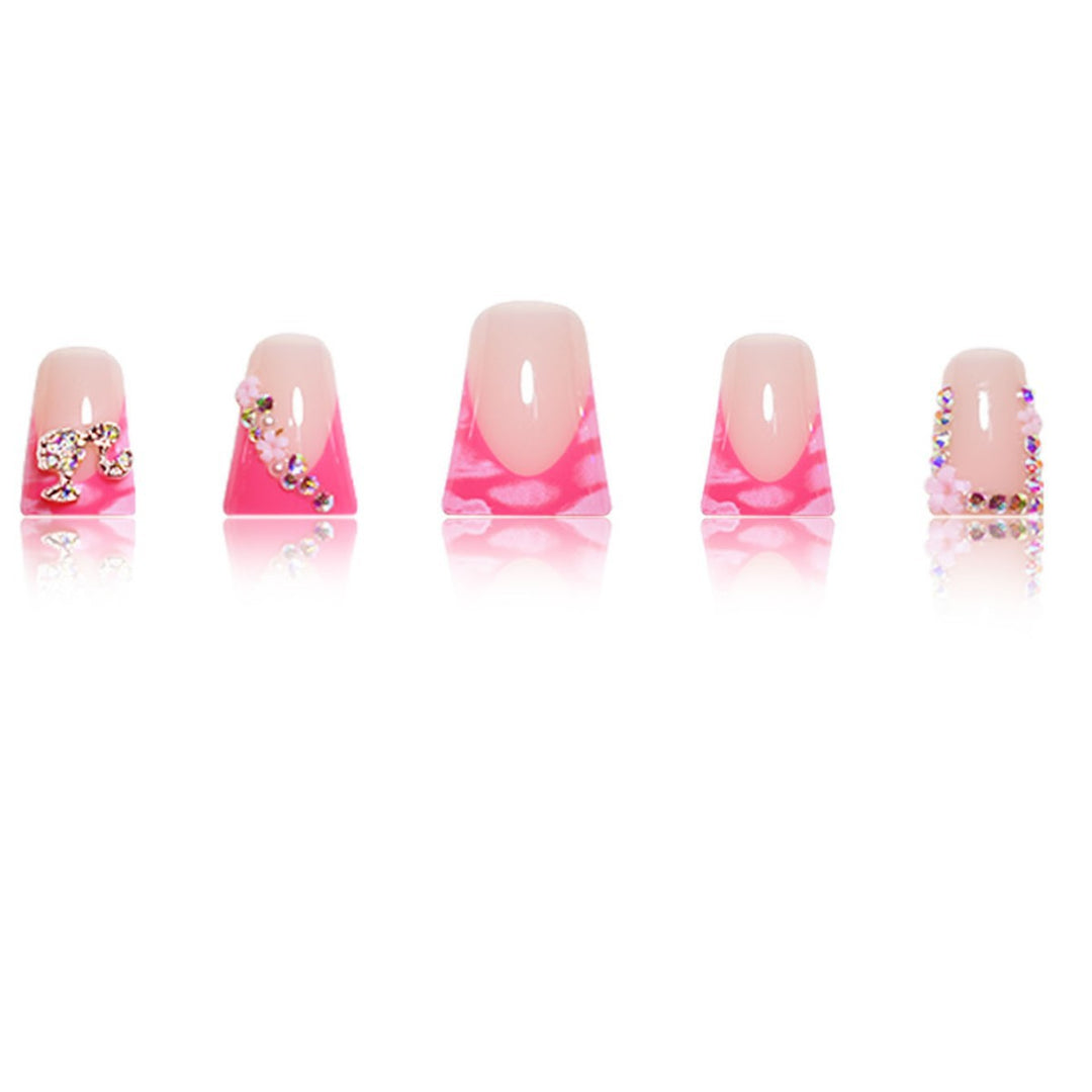 Artistic Press-On Nail Extensions with Rhinestone Accents Kalsten