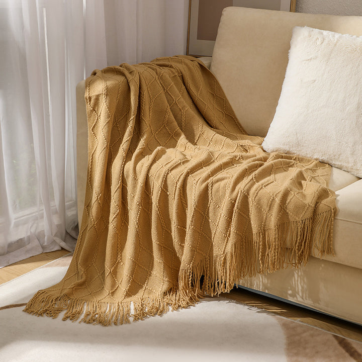 Luxurious Woven Textured Throw Blanket Kalsten