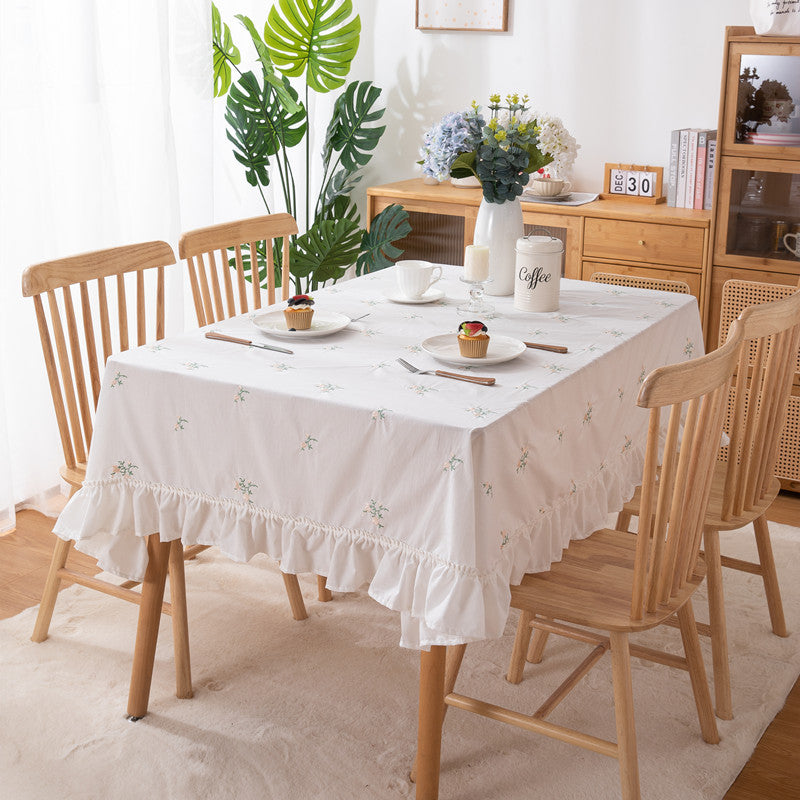 Floral Lace Trim Tablecloth