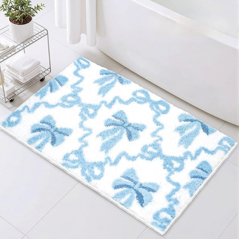 Decorative Bow-Themed Bath Mat
