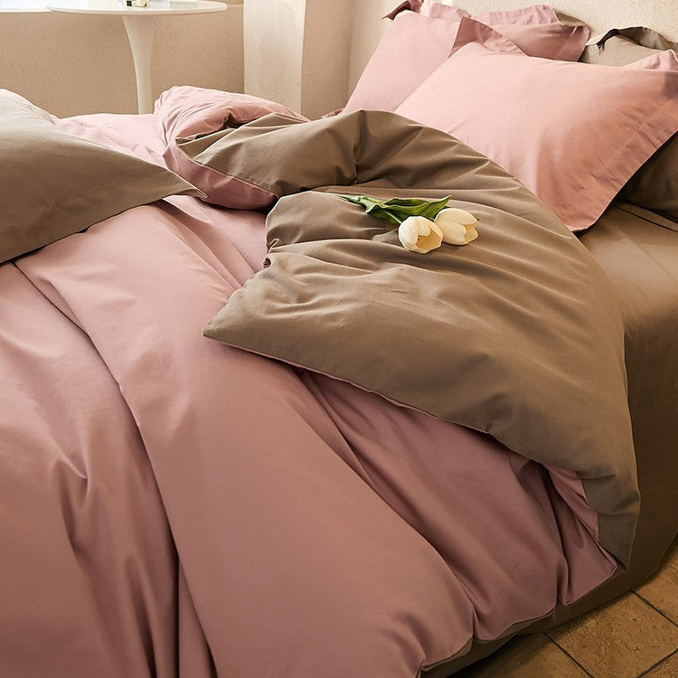 Bedding set made of premium cotton blend fabric reversible design with hidden zipper