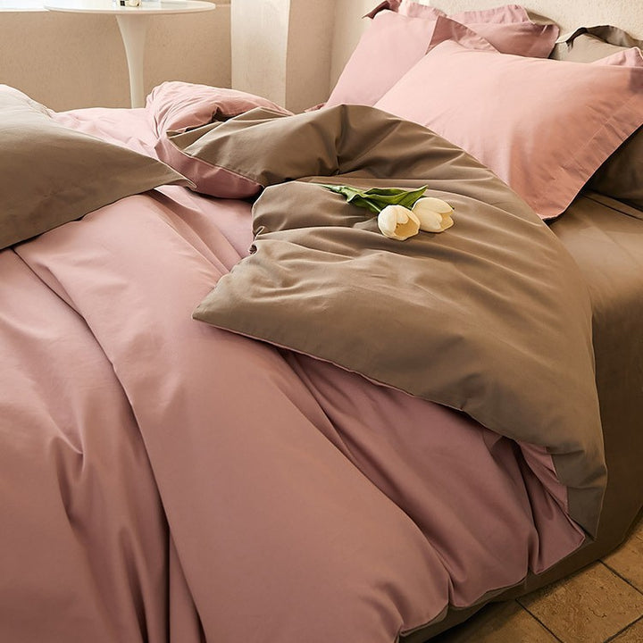 Bedding set made of premium cotton blend fabric reversible design with hidden zipper
