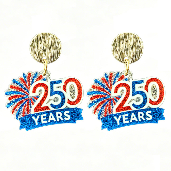 Ladies nan Statement bow earrings made of acrylic with glittering star stripe design and round studs Kalsten