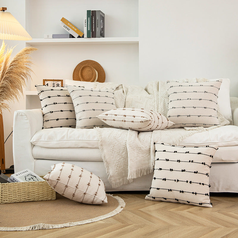 Textured Embroidered Decorative Pillow