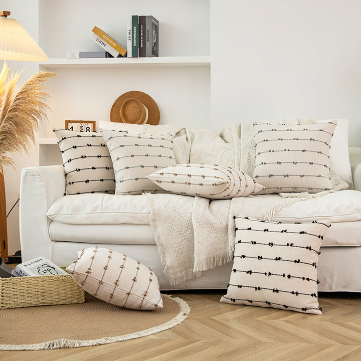 Textured Embroidered Decorative Pillow