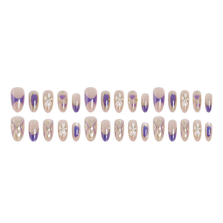 Elegant artificial nails with floral design and color accents Kalsten