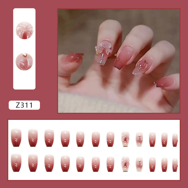 Trendy Artificial Nails with Flower and Glitter Elements Kalsten