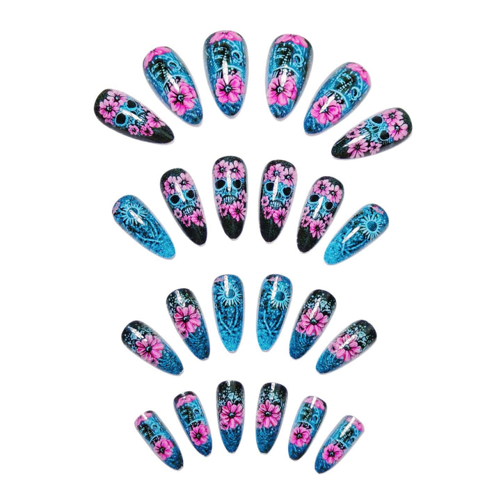 Artistic Sugar Skull Floral Nail Art Kalsten