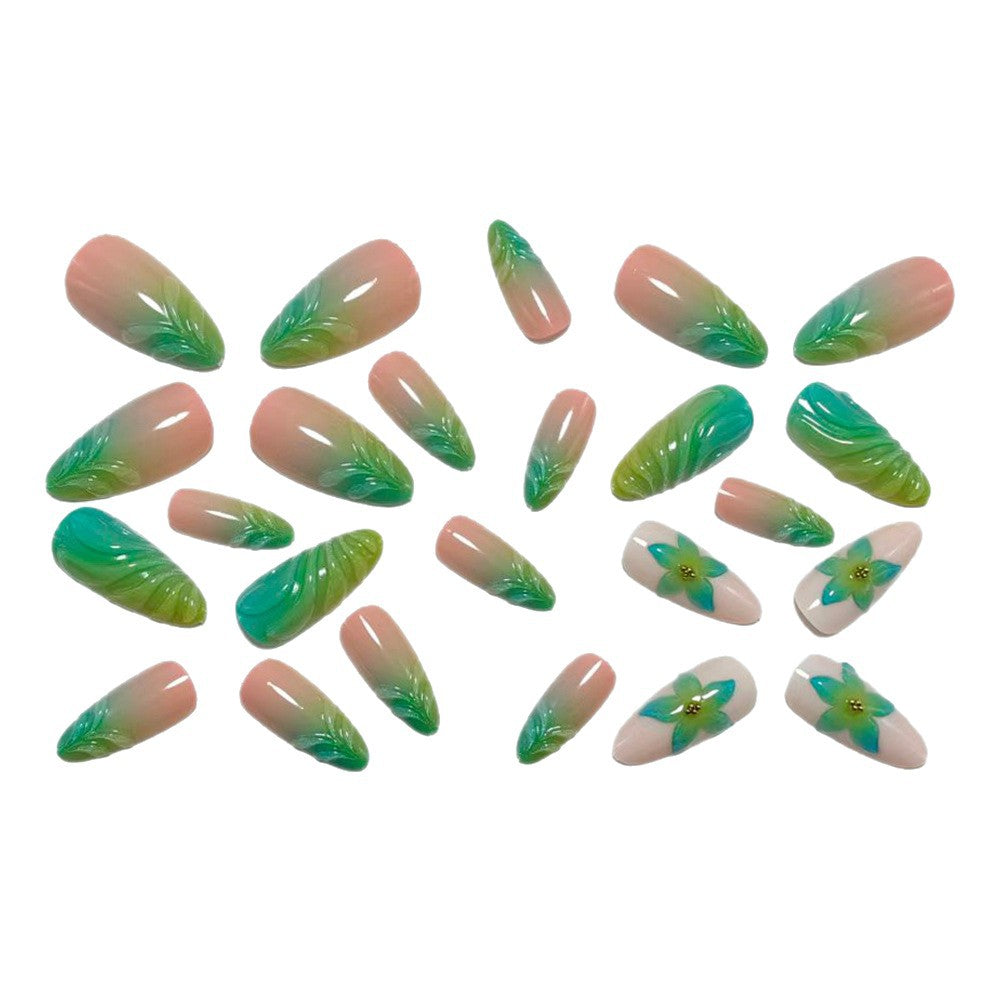 Artificials nails with elegant flower design and gradient color Kalsten