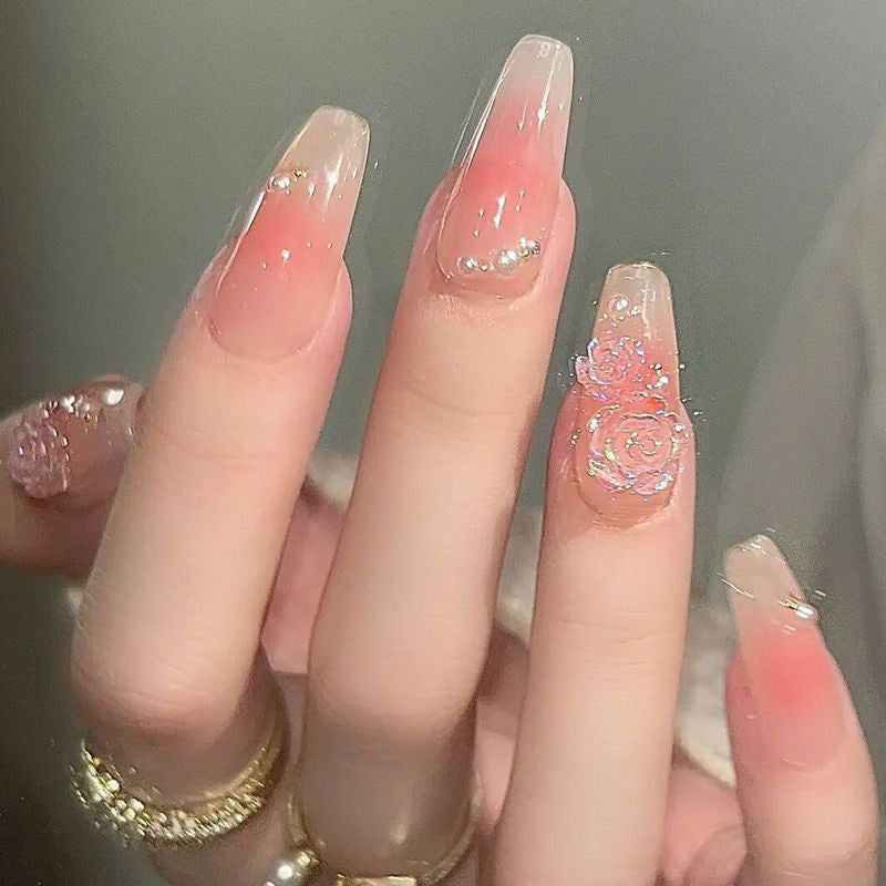 Decorative Floral Press-On Nail Art Set Kalsten