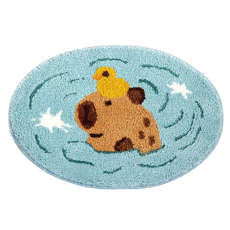 Cartoon Pig-Themed Bath Mat