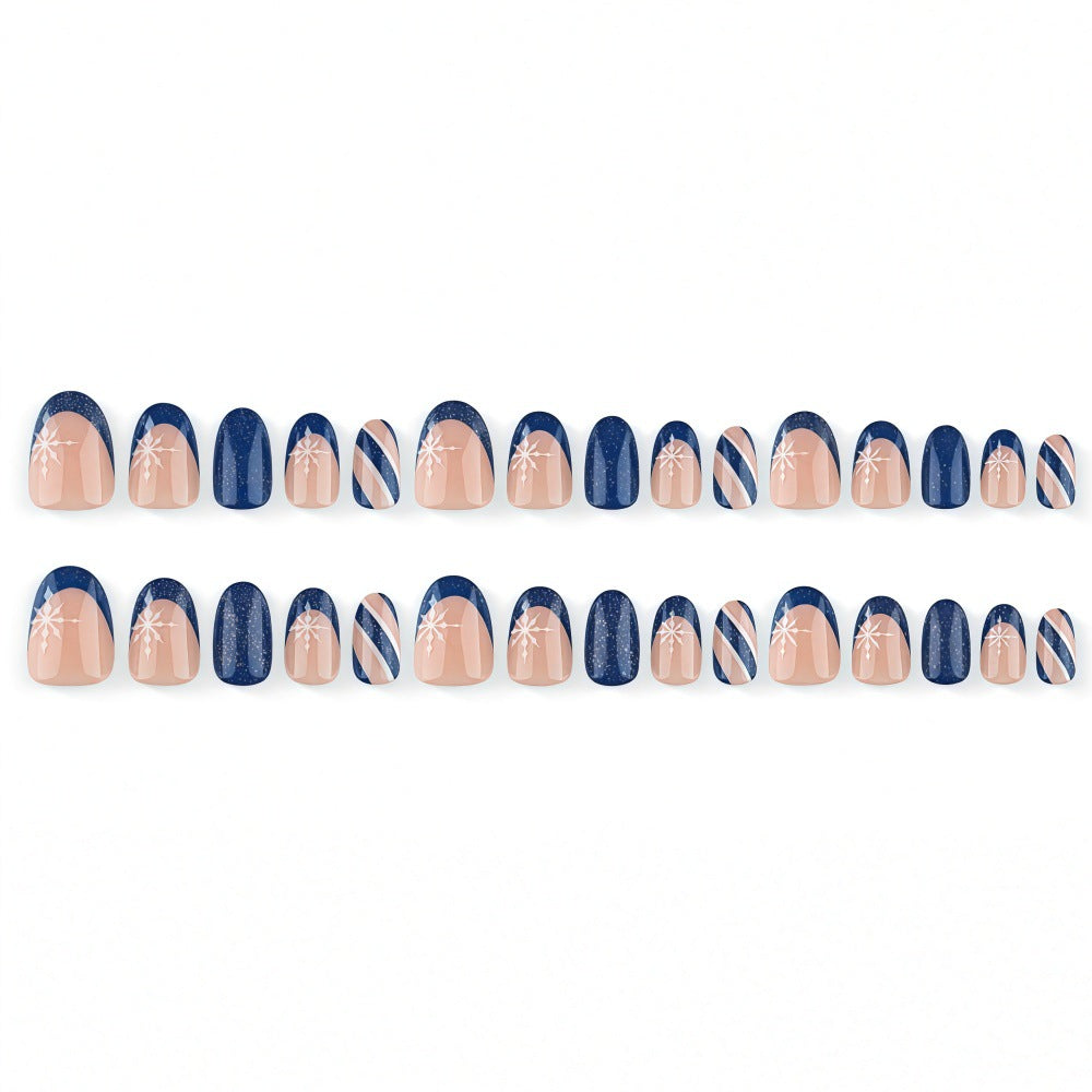 Artificial nails with sparkling blue and floral design Kalsten