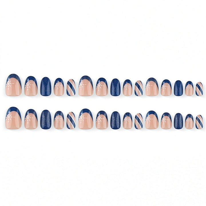 Artificial nails with sparkling blue and floral design Kalsten