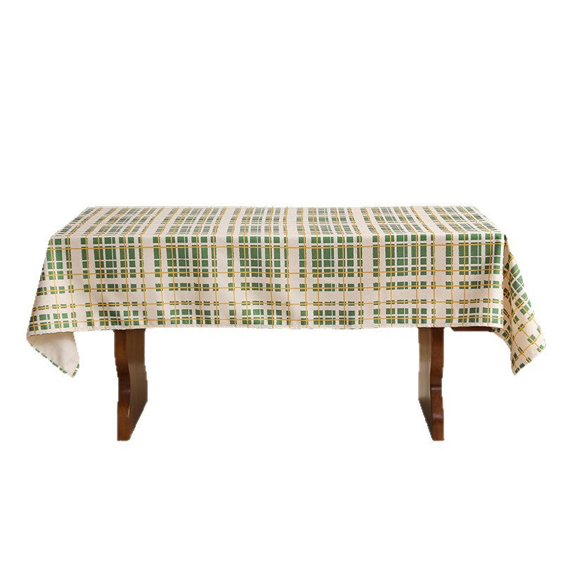 Rectangular coated tablecloth with checked plaid pattern and water-repellent surface Kalsten