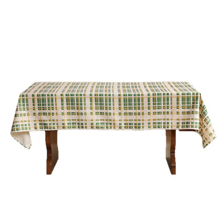 Rectangular coated tablecloth with checked plaid pattern and water-repellent surface Kalsten