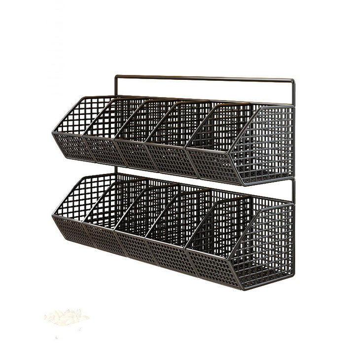 Wall-Mounted Double-Tier Kitchen Storage Baskets