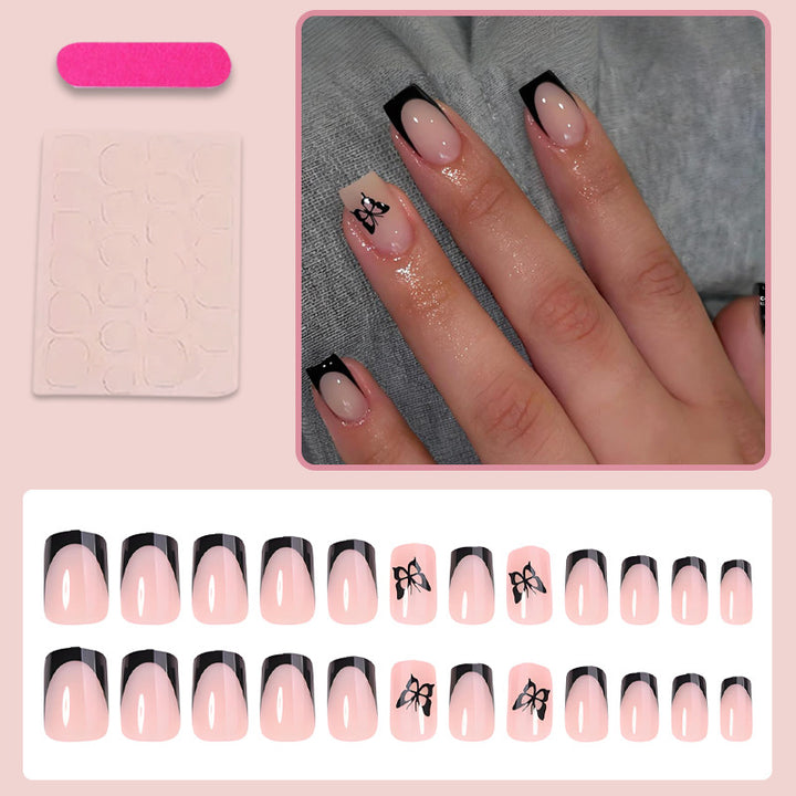 Glamorous artificial nail set with filigree butterfly designs Kalsten