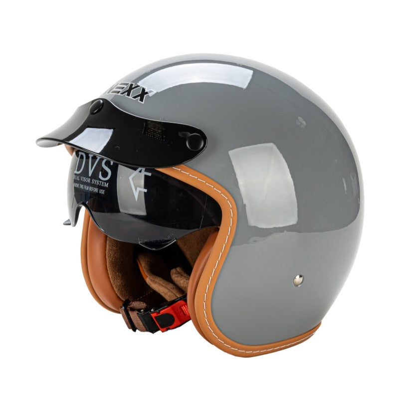 Retro Half-Face Motorcycle Helmet with Visor Kalsten