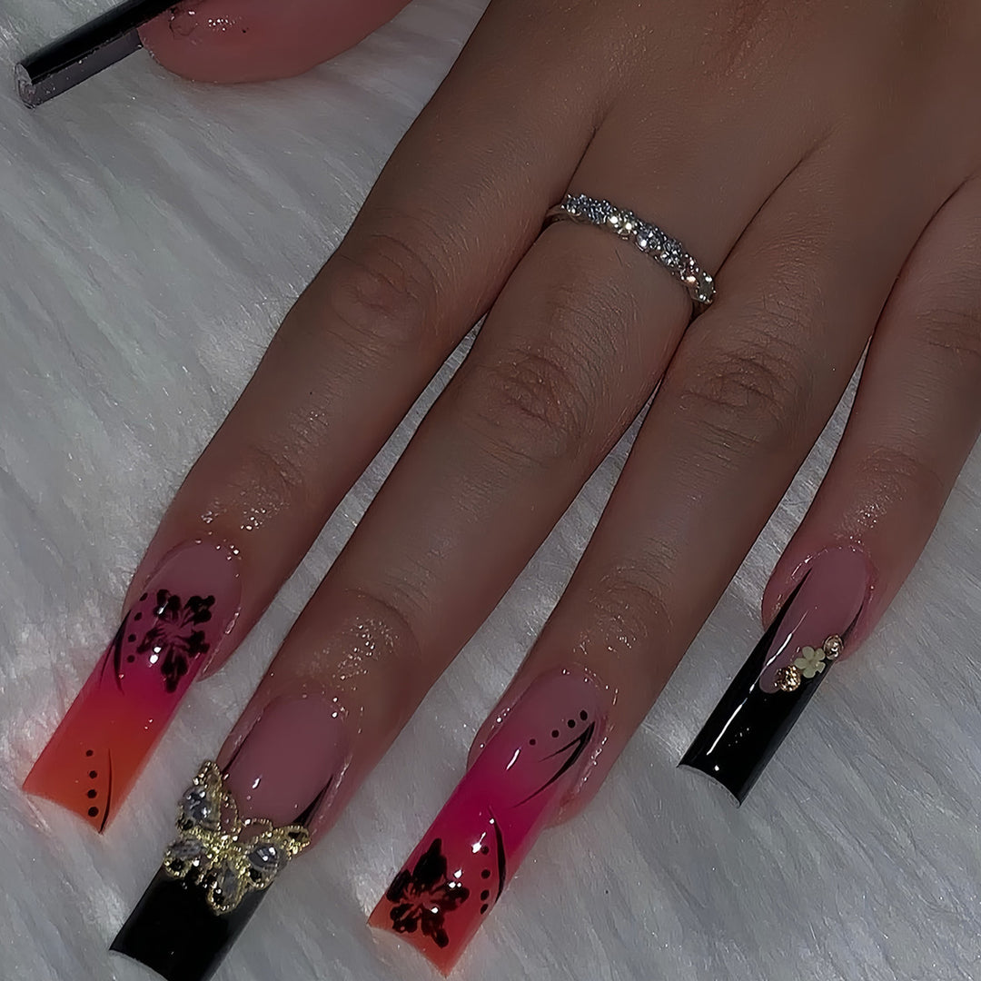 Premium 3D Floral Press-On Nail Art Kalsten