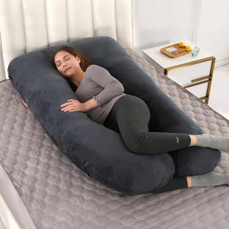 Full-Body U-Shaped Maternity Support Pillow With Removable Velour Cover