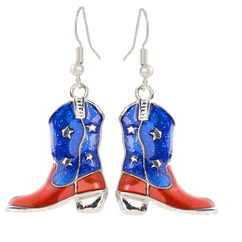 Women's nan patriotic horseshoe enamel dangle earrings with star-accented design and fishhook findings Kalsten