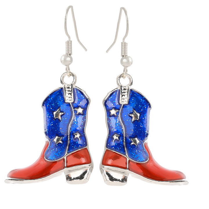 Women nan enamel horseshoe earrings with star motif and fishhook closure Kalsten