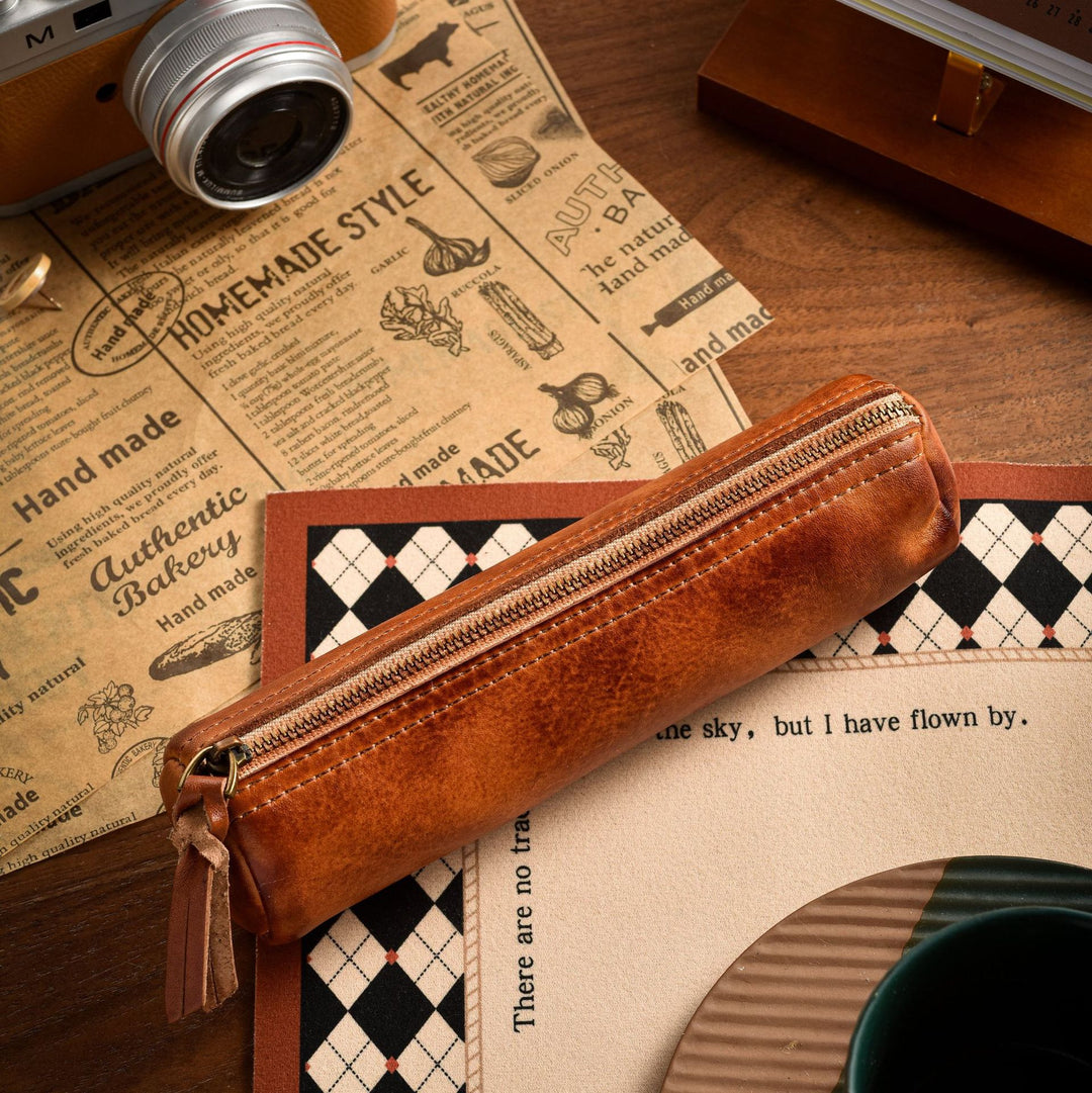 Textured Leather Pencil Case