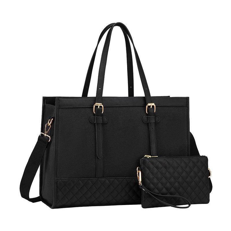 Stylish Quilted Tote Bag with Removable Cosmetic Compartment Kalsten
