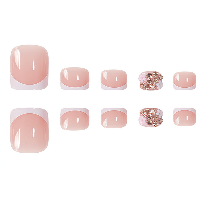 Decorative Press-On Toenails with Floral and Glitter Accents Kalsten