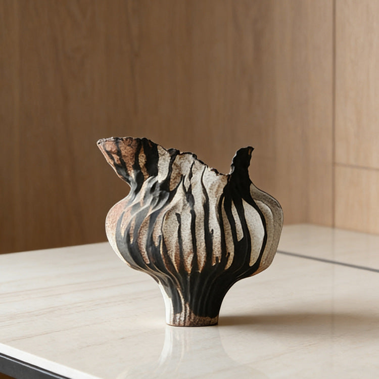 Artistic Textured Ceramic Flower Vase