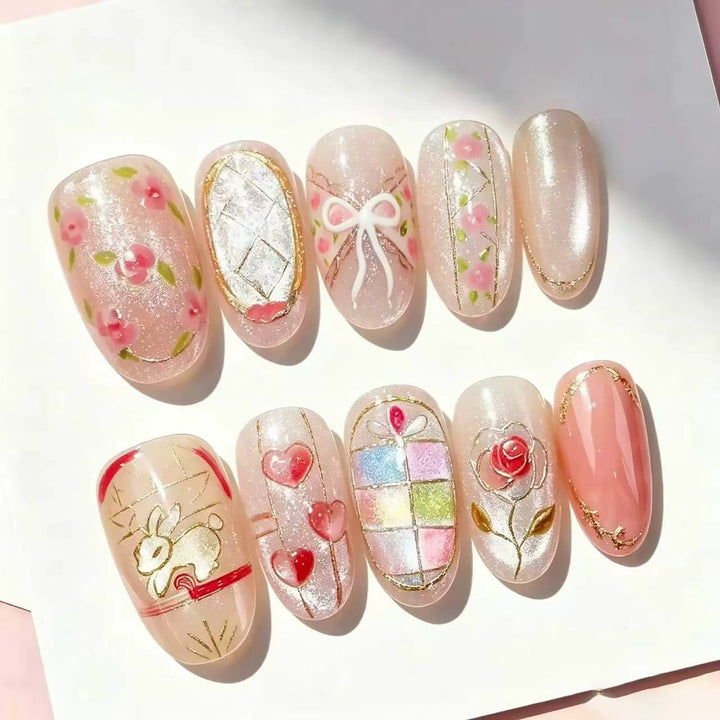 Decorative Press-On Nail Art Set with Artistic Designs Kalsten