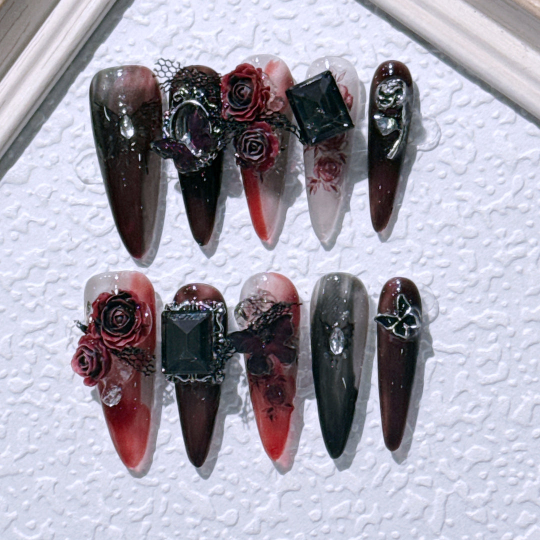 Intricately Designed Gothic Nail Art