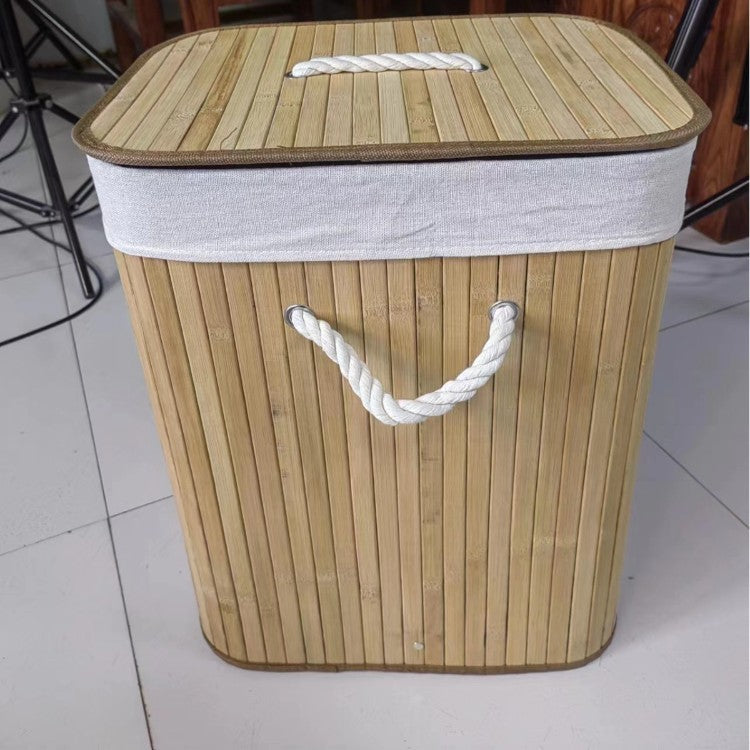 Elegant Laundry Basket Made of Bamboo with Practical Lid Kalsten