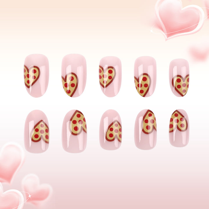 Whimsical Pizza Heart Press-On Nail Art Kalsten