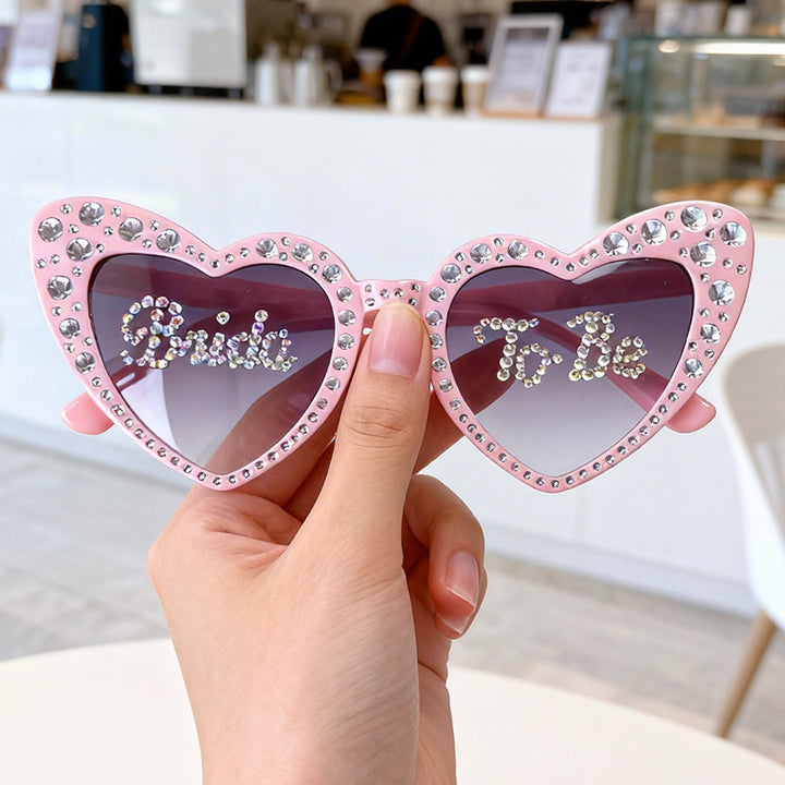 Rhinestone-Accented Heart-Shaped Sunglasses Kalsten