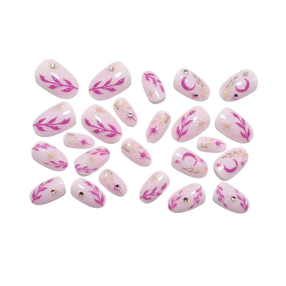 Artificial nails with floral 3D design and glitter accents Kalsten