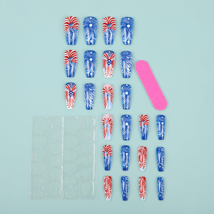 Creative acrylic nails with patriotic patterns Kalsten