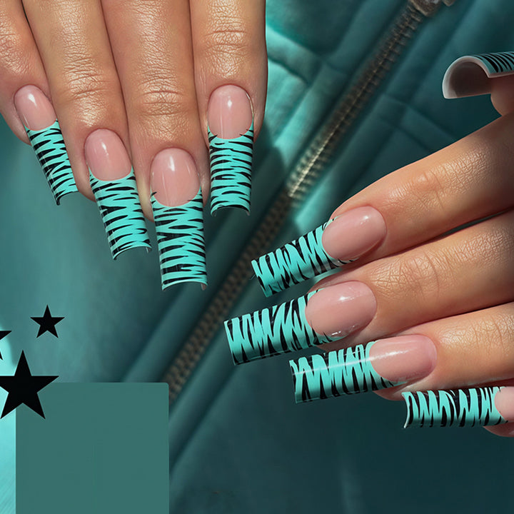 Artistic Long French Tip Nail Art Wraps Kalsten