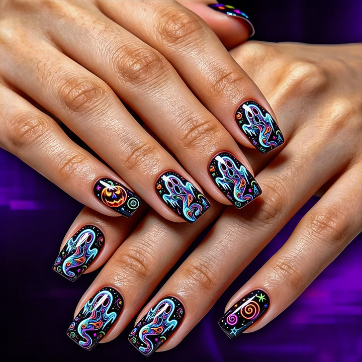 Artistic Halloween-Themed Press-On Nail Design Kalsten