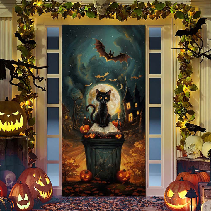 Halloween door poster with large-format Grim Reaper illustration and reusable PVC tarp fabric