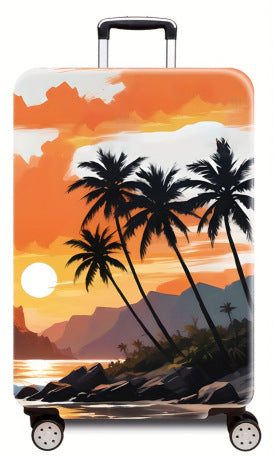Women's Hard Shell Suitcase with Tropical Sunset Design Kalsten