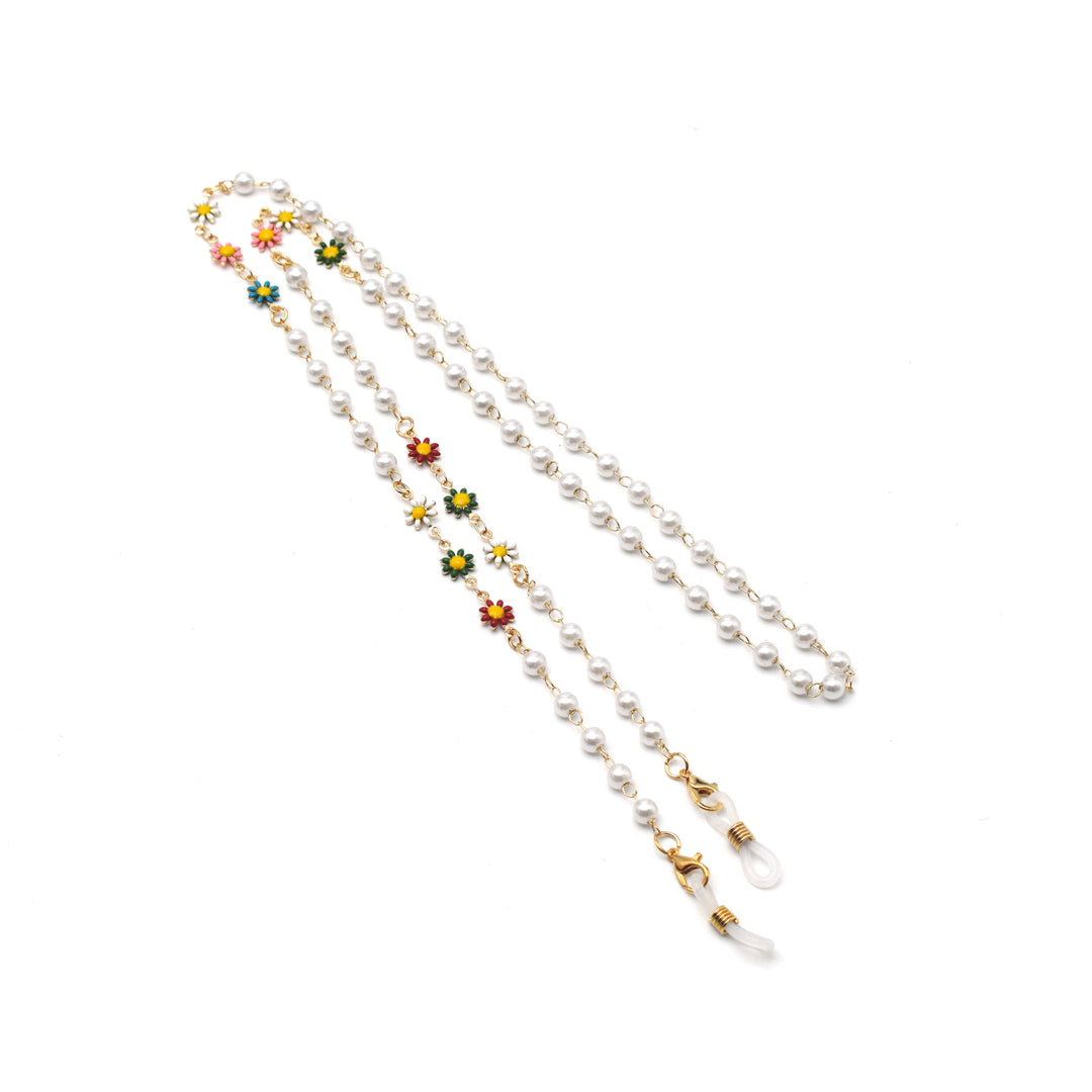 Elegant Pearl and Colorful Gemstone Eyewear Chain Kalsten