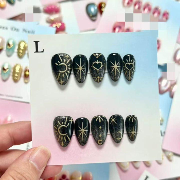 Artistic Nail Art Set with Celestial Designs