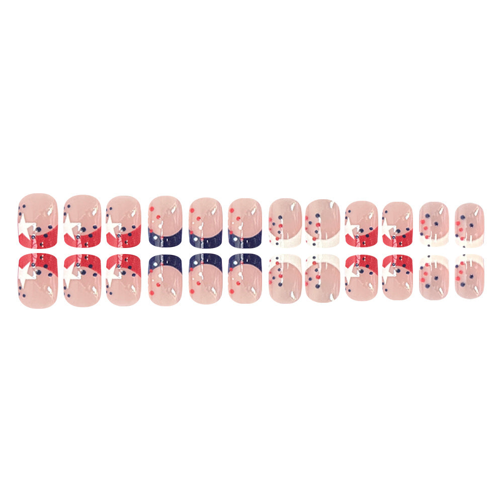 Decorative Press-On Nail Art Set with Star and Stripe Designs Kalsten