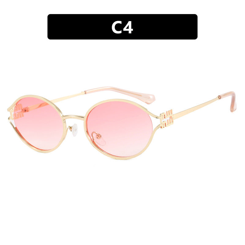 Women's Oval Sunglasses with Elegant Metal Frame and Fashionable Design Kalsten